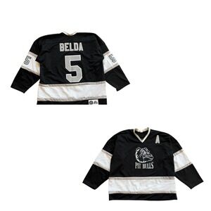 Vintage Jonco Pit Bulls Hockey Jersey Belda 5 Mens XL Black North America League
